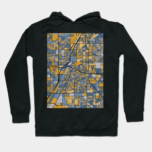 Las Vegas Map Pattern in Blue & Gold Hoodie